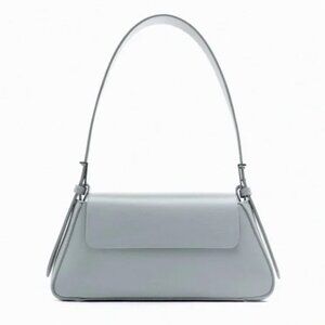 Zara Minimal Blue Grey Flap Shoulder Bag